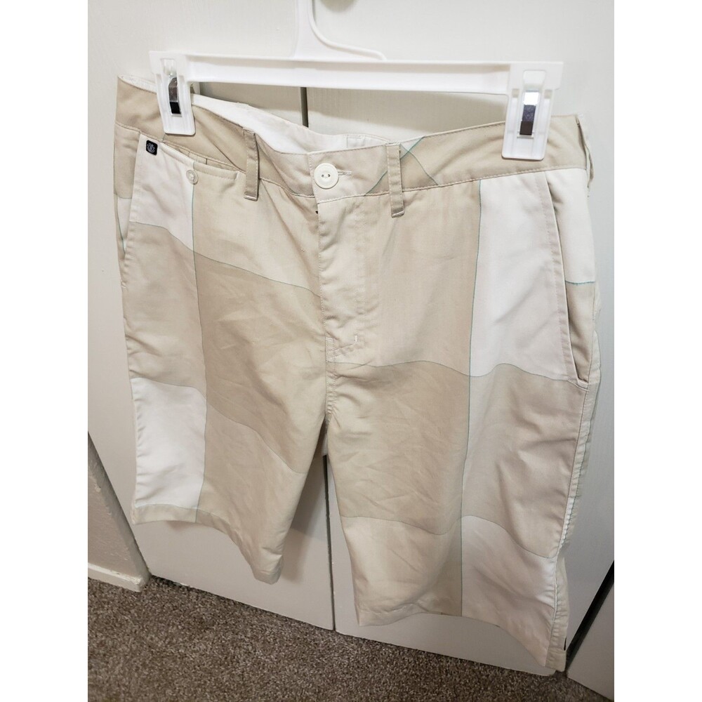 Element Deck Men Beige with Aqua Lines Chino Style Shorts Sz 32 NEW no Tags